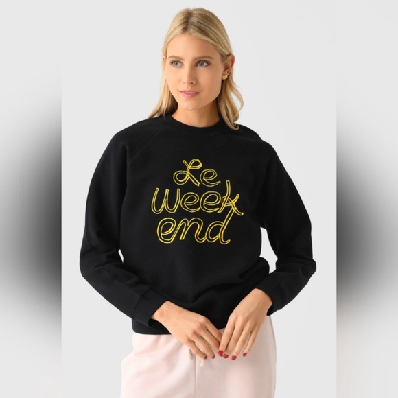 Clare V Sweaters - NEW Clare V. Sweatshirt in Black w/ Marigold Embroidered Le Weekend Size Medium